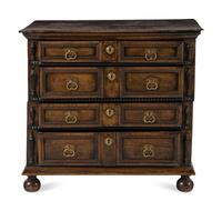 A William and Mary Part-Ebonized Oak Chest of Drawers