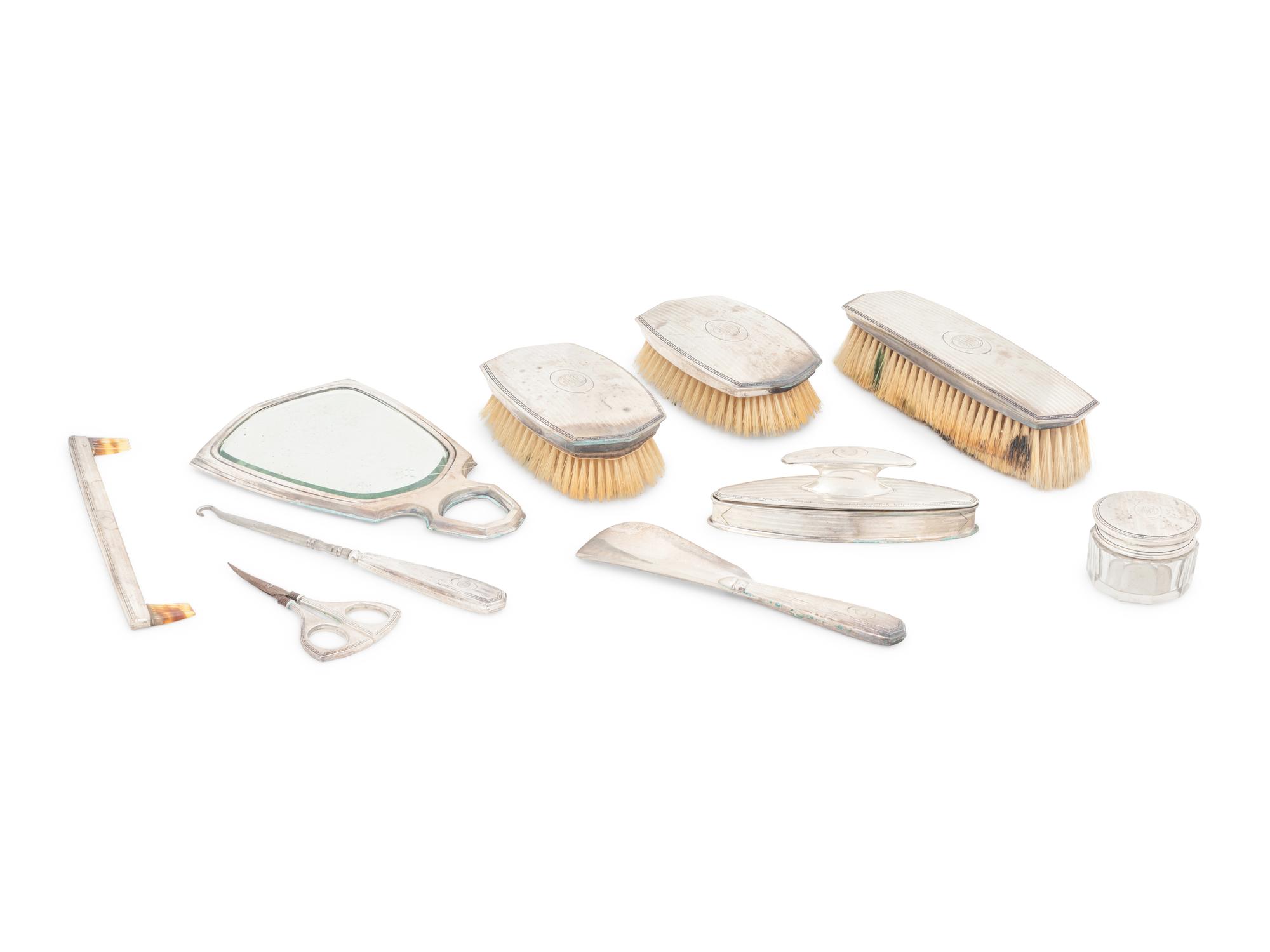 An American Silver Ten-Piece Dresser Set