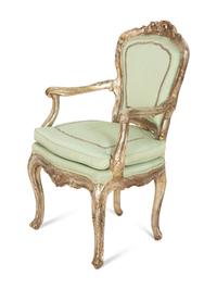 A Venetian Silvered Open Armchair