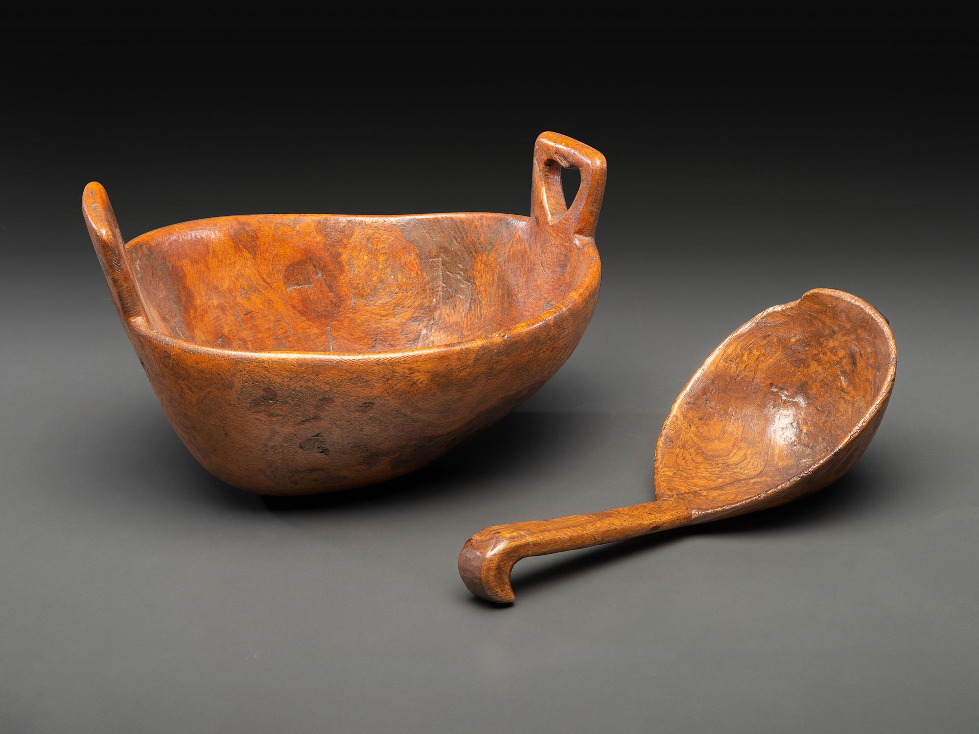 A Burlwood Scoop and Bowl