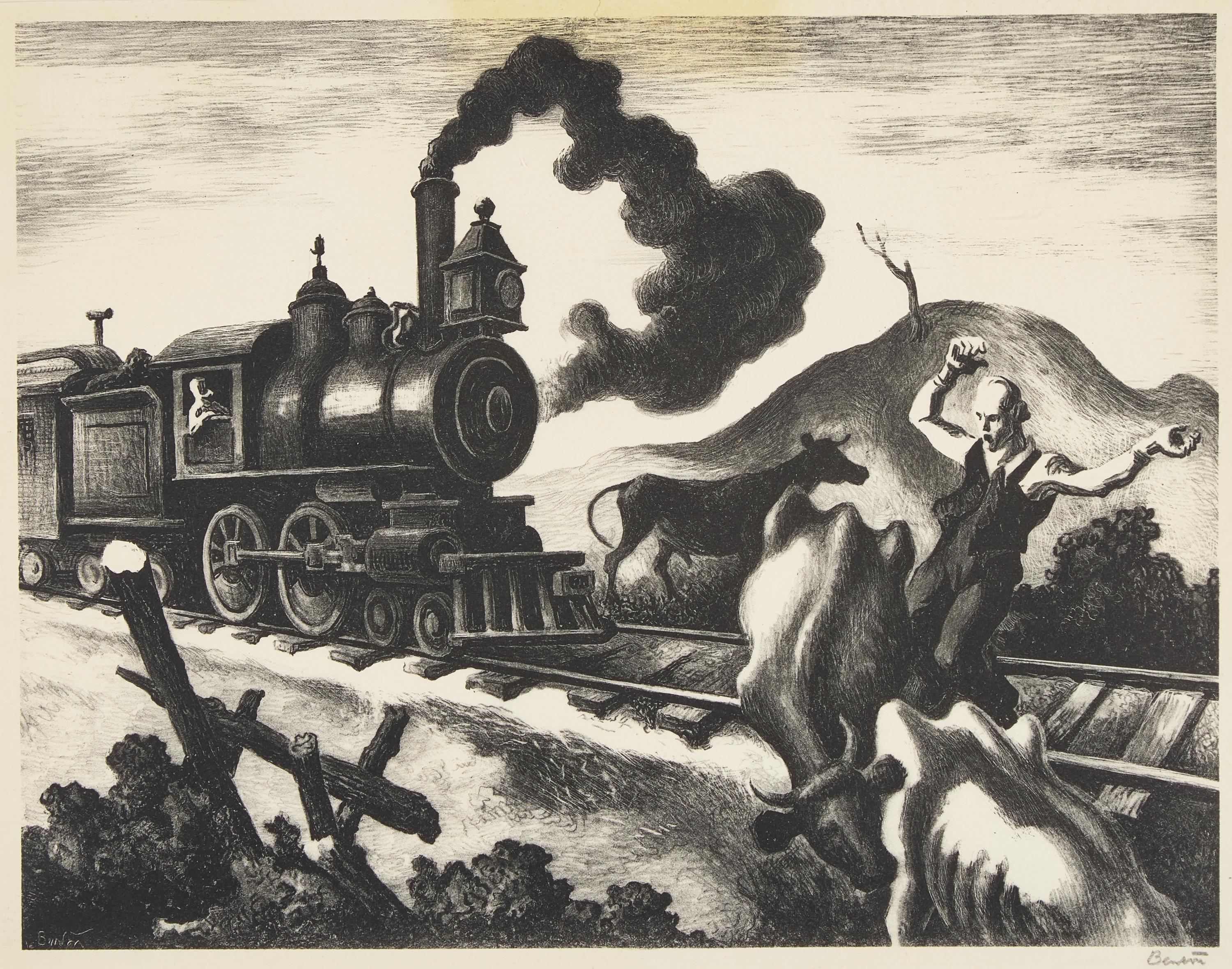 Thomas Hart Benton (American, 1889-1975) — Slow Train Through Arkansas , 1941