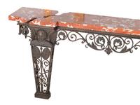 A Cast Iron Marble Top Console Table