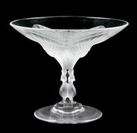 A Lalique Molded and Frosted Glass Compote Height 6 5/8 inches.
