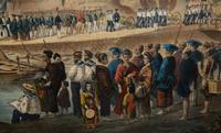 Two Hand-Colored Lithographs Depicting the Travels of Commodore Perry in Japan — 19TH CENTURY