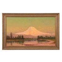 James Everett Stuart (American, 1852-1941) — Sunset, Mt. Tacoma from the Puyullan River, W. T. , 1885