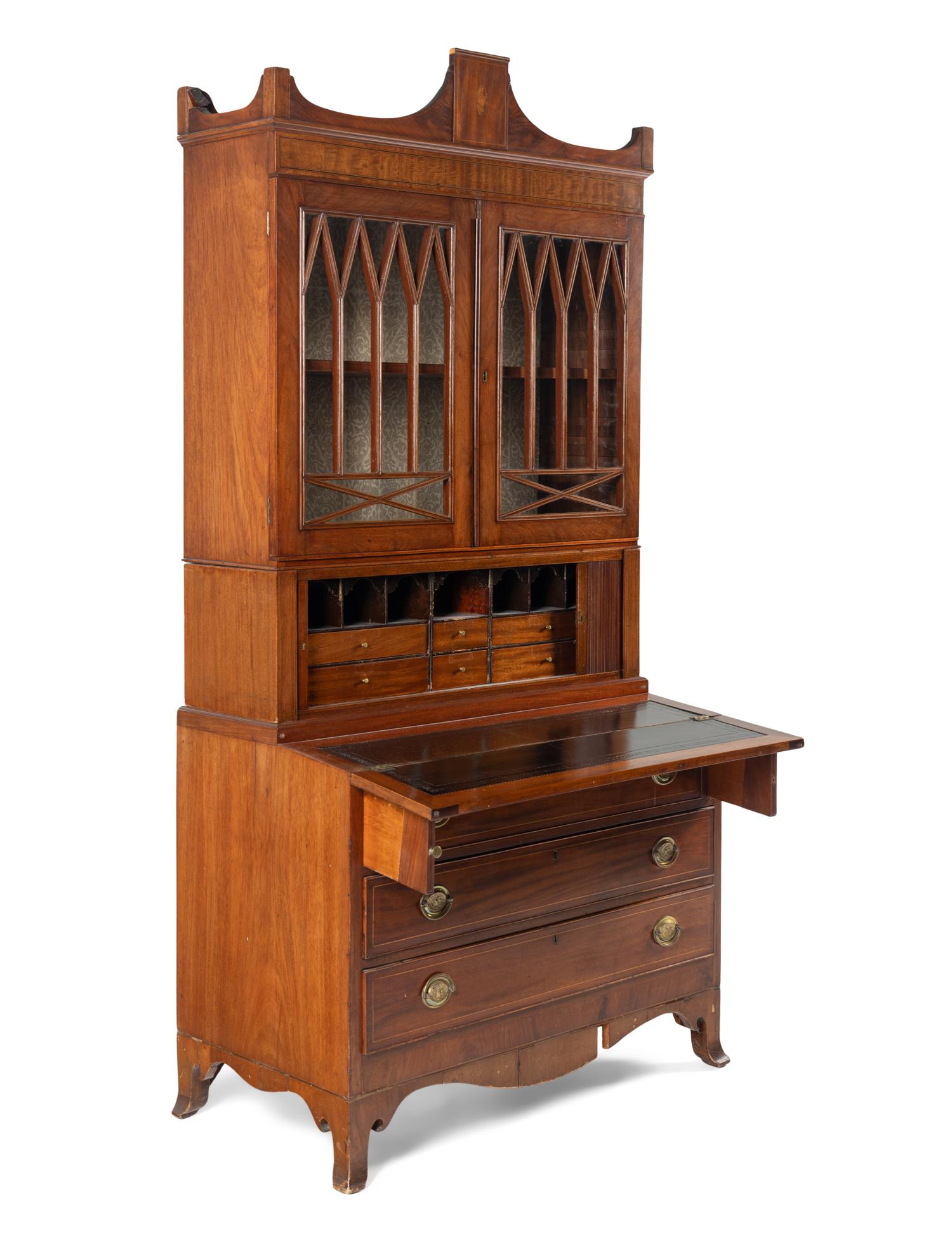 An American Federal Mahogany Secretary Bookcase