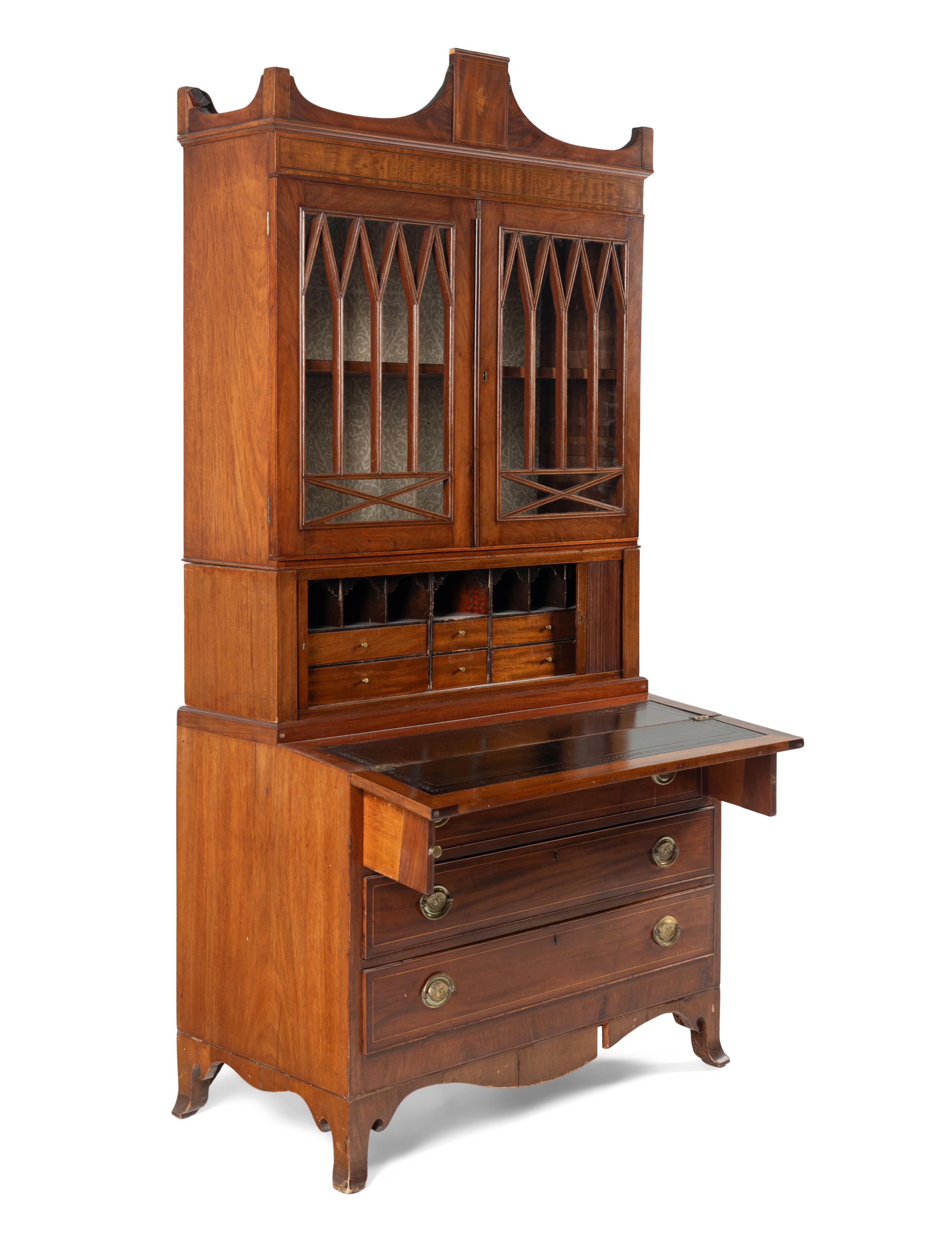 An American Federal Mahogany Secretary Bookcase