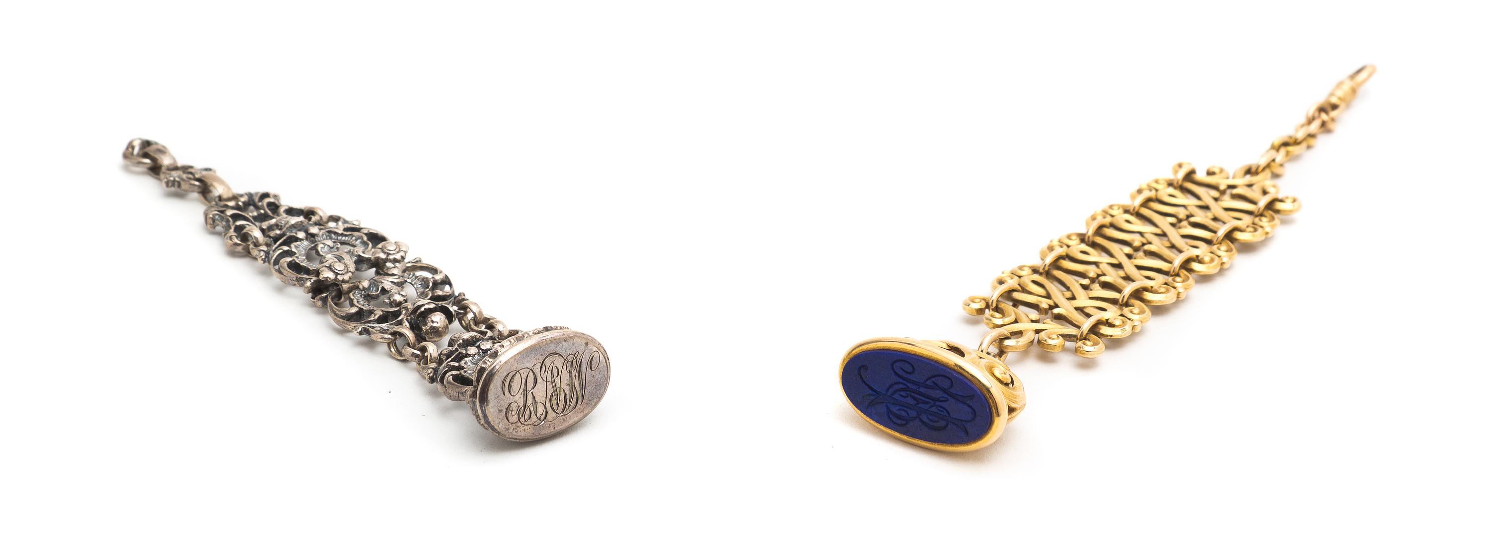 Two Fob Seals, Length of longer overall 5 3/4 inches.