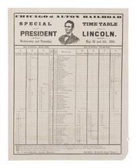 [LINCOLN FUNERAL]. Special Time Table for the Funeral of President Lincoln . Chicago: Chicago & Alton Railroad, 3-4 May 1865.