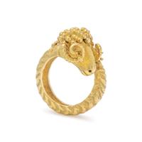 FRENCH, YELLOW GOLD RAM'S HEAD RING