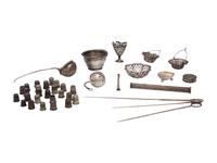 Thirty-Eight Silver Table Wares and Sewing Accessories