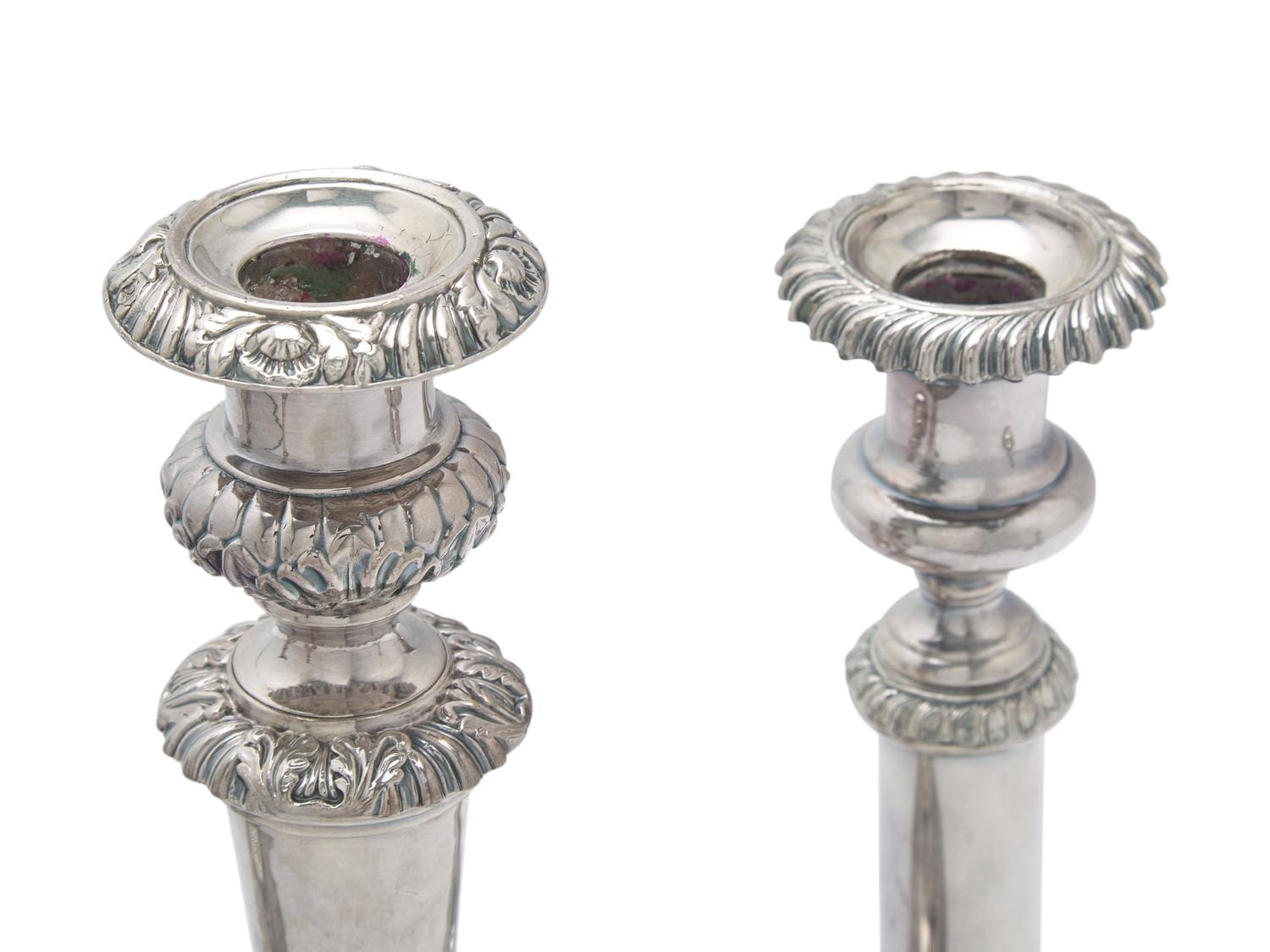 A Group of Six Silver-Plate Candlesticks
