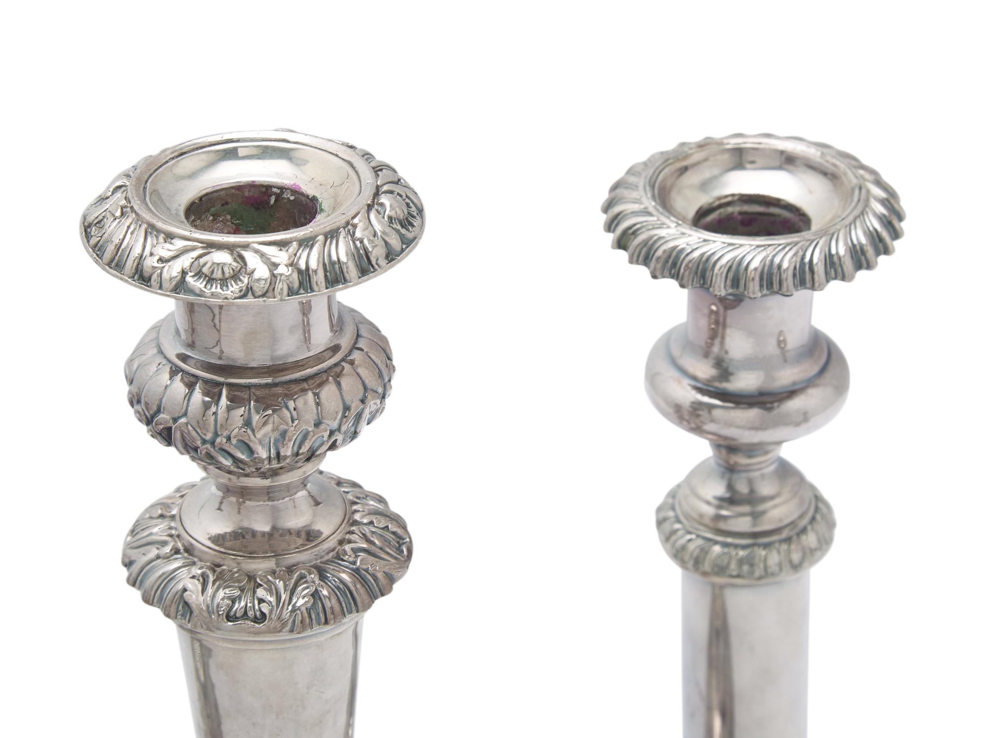 A Group of Six Silver-Plate Candlesticks