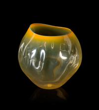 Dale Chihuly, (American, b. 1941), Mango Basket with Teal Lip Wrap