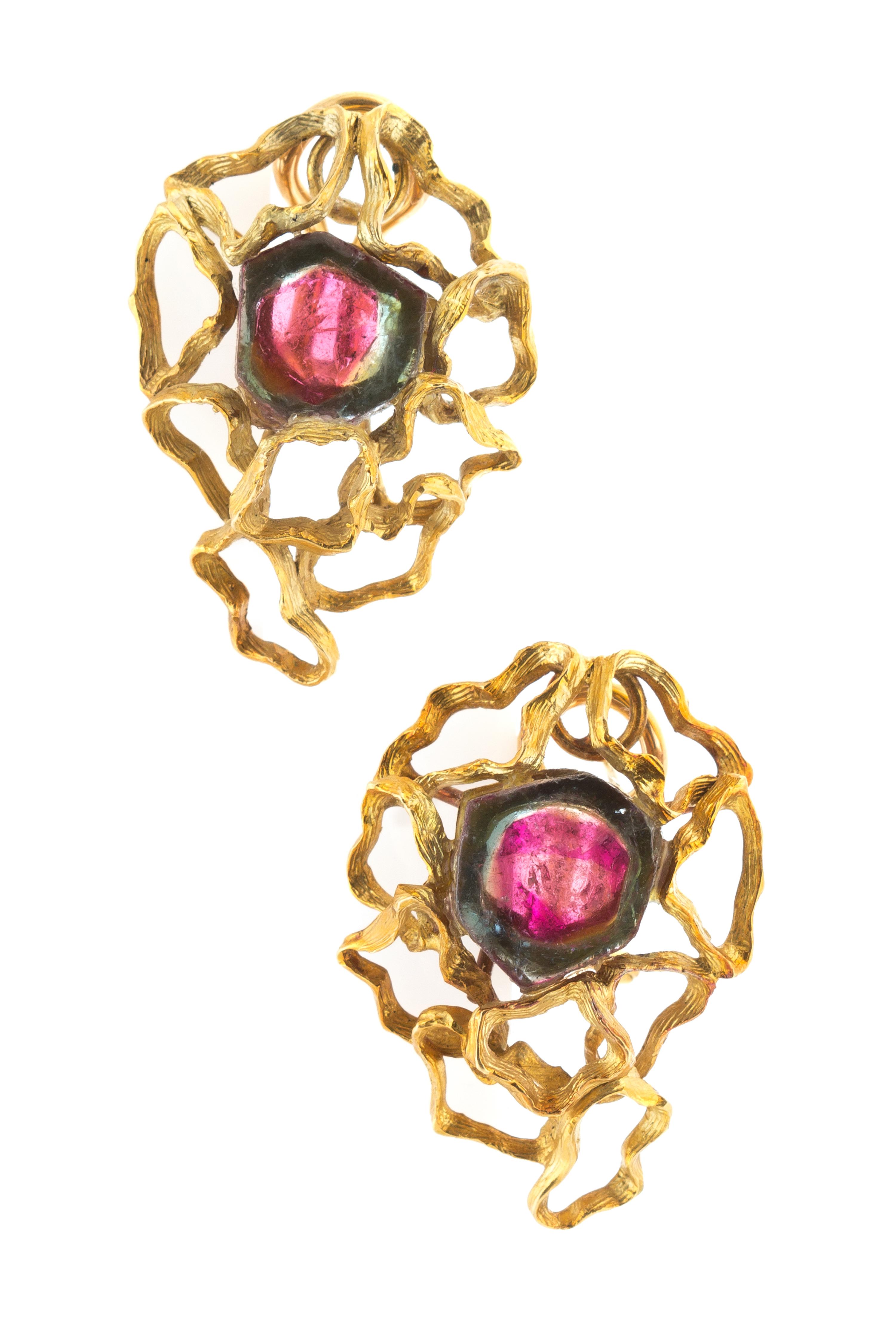 A Collection of Yellow Gold and Polychrome Tourmaline Jewelry, 17.90 dwts.