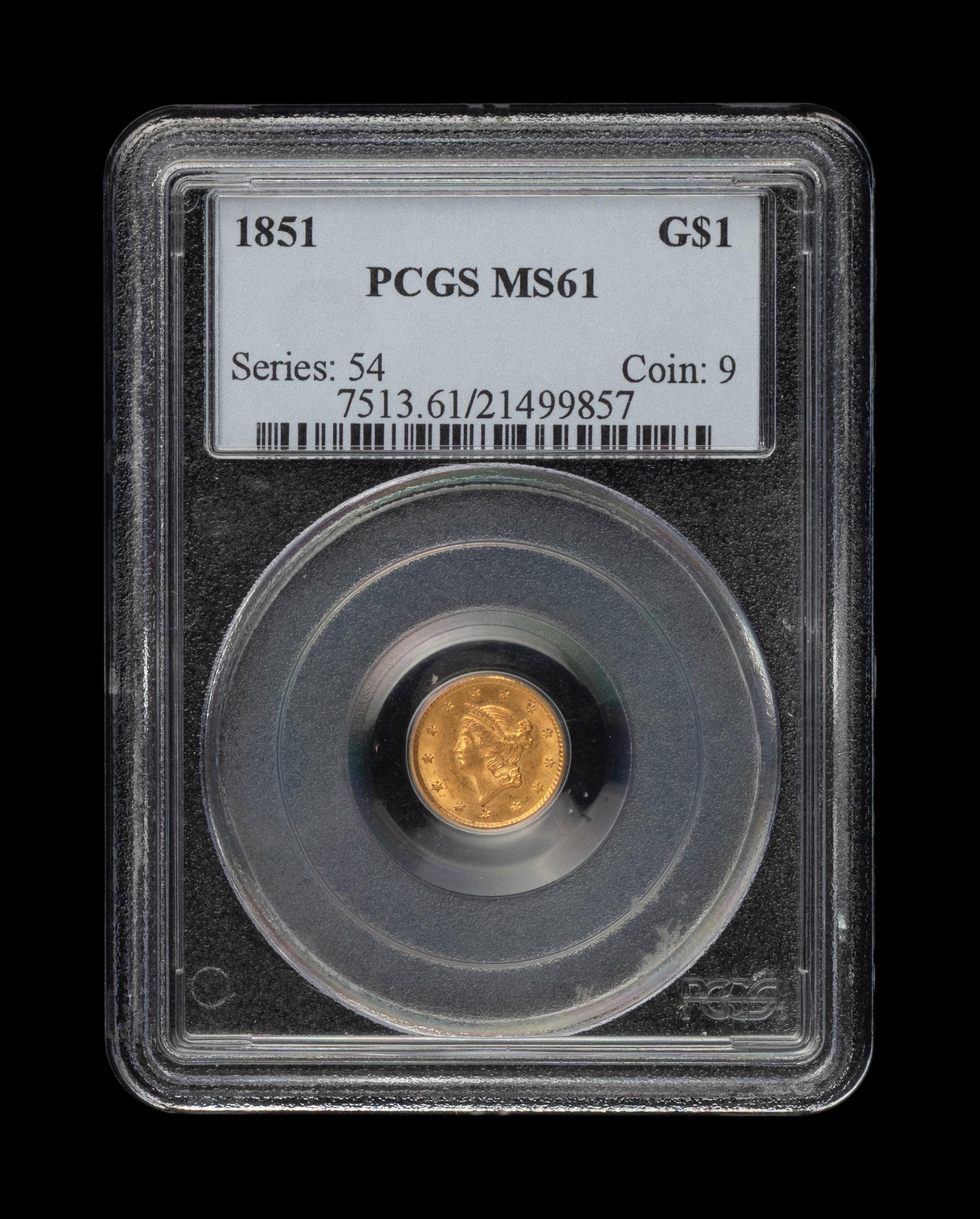 An 1851 Liberty Head $1 Gold Coin (PCGS MS61)
