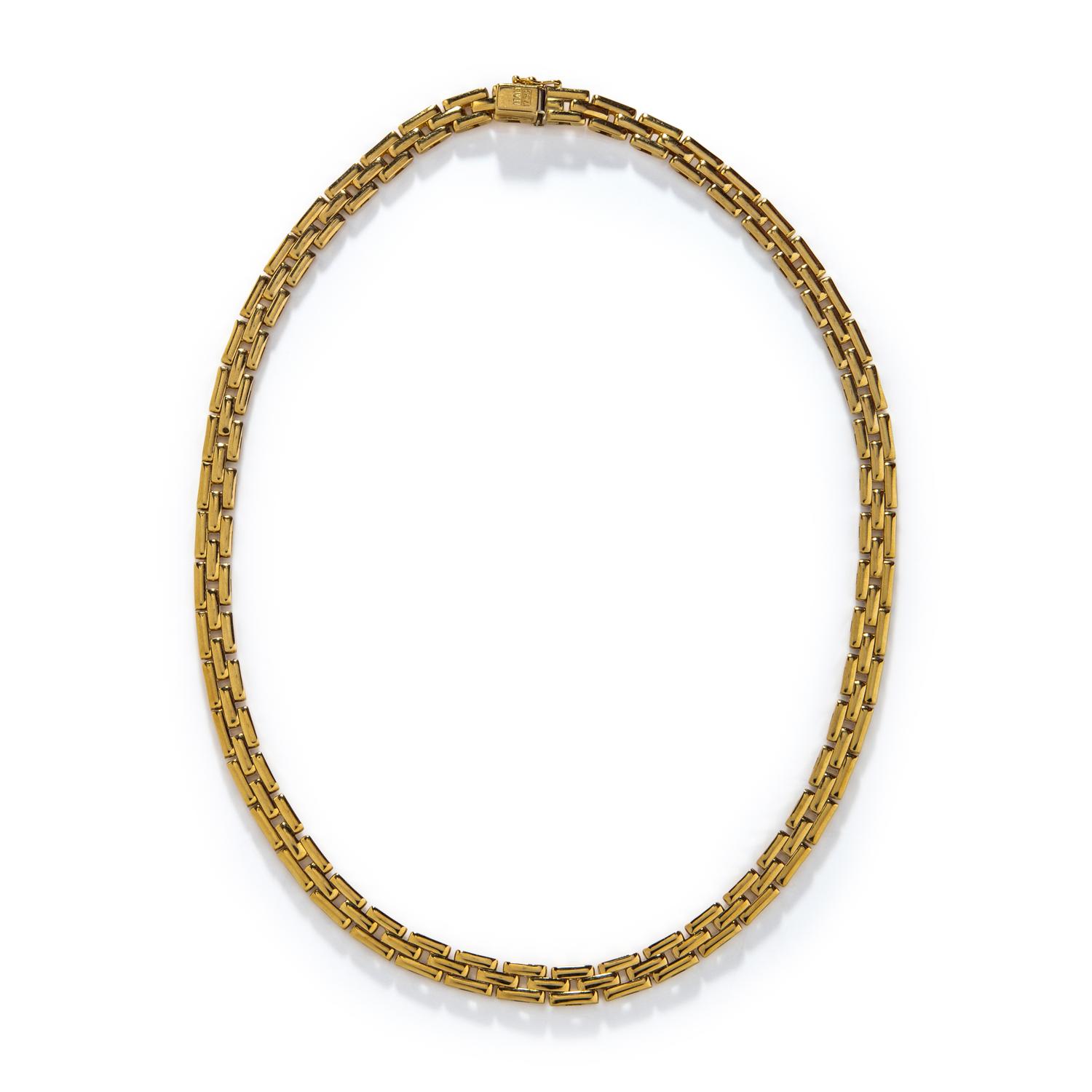 YELLOW GOLD BRICK LINK NECKLACE