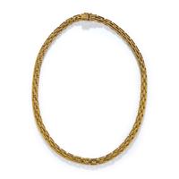 YELLOW GOLD BRICK LINK NECKLACE