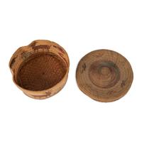 Large Nuu-chah-nulth / Makah Polychrome Lidded Basket, with Woodland Critters