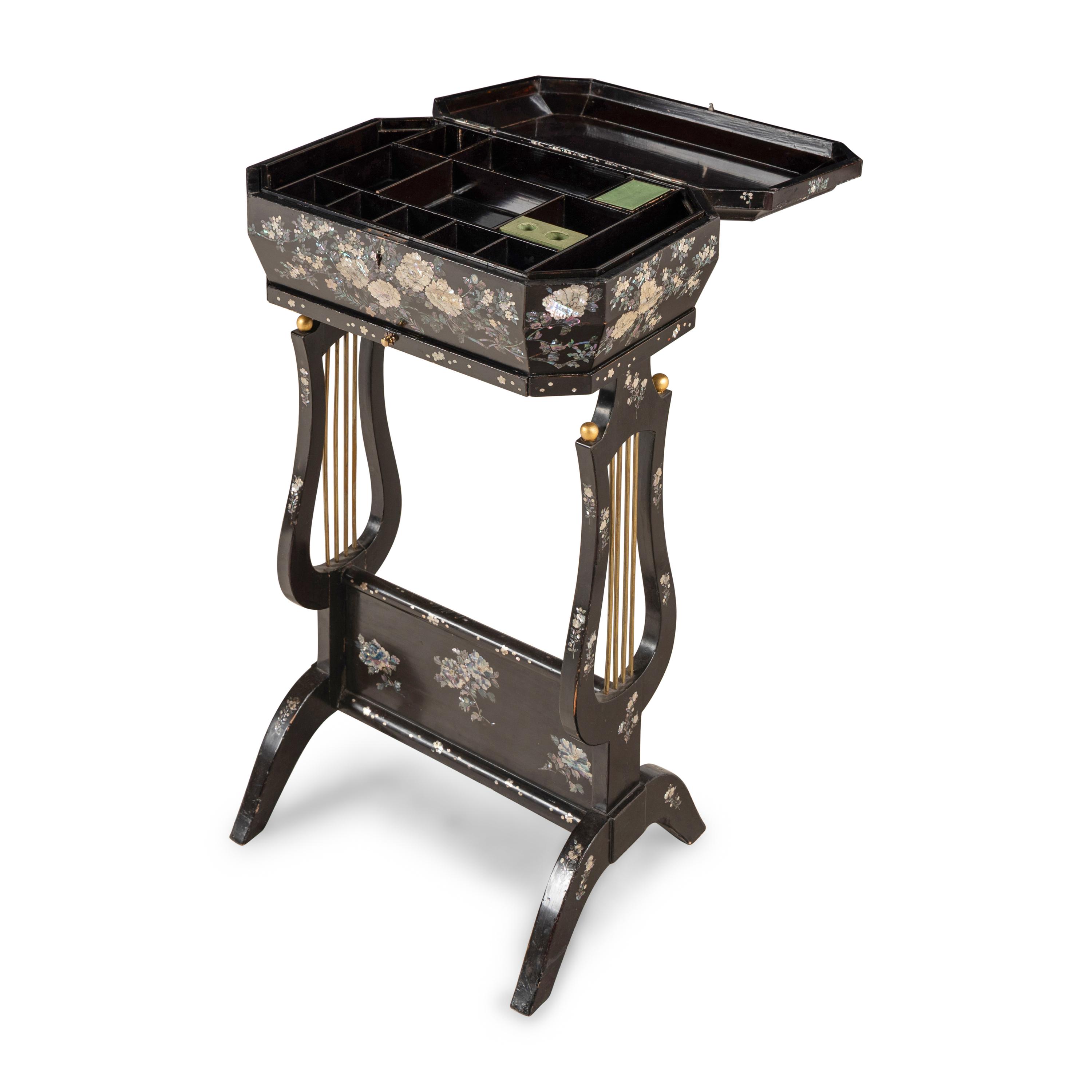 A Japanese Abalone-Inlaid Needlework Table