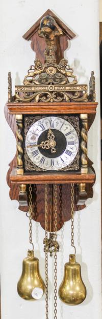 A Dutch Style Gilt Metal Mounted Mahogany Zaandam Wall Clock Height of backboard 20 inches. — 20TH CENTURY