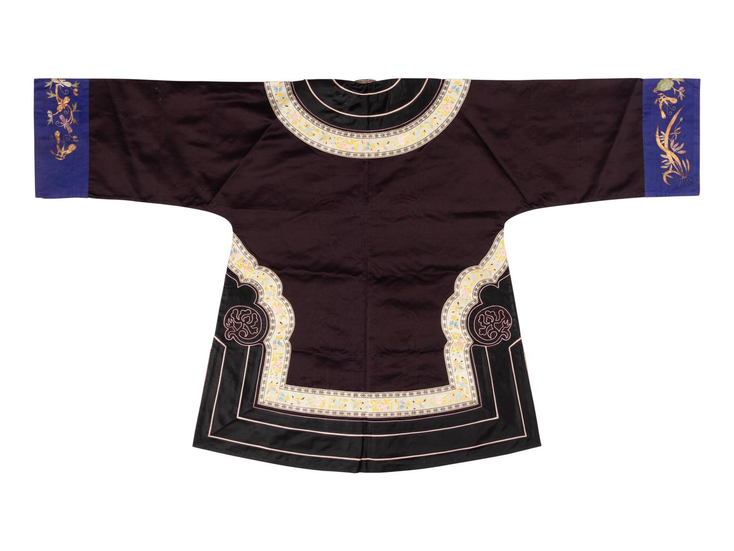 Two Black Ground Embroidered Silk Lady's Coats