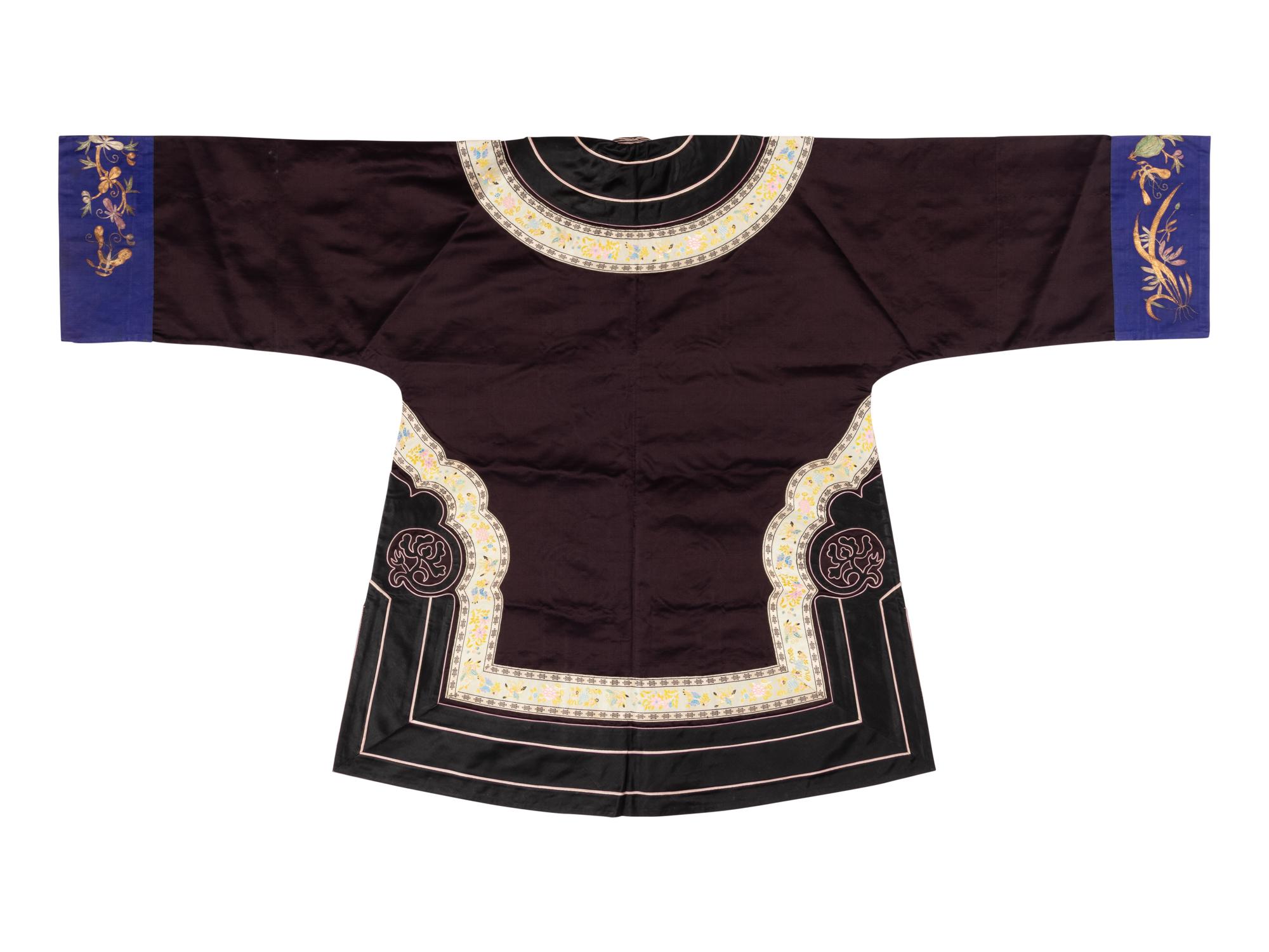 Two Black Ground Embroidered Silk Lady's Coats