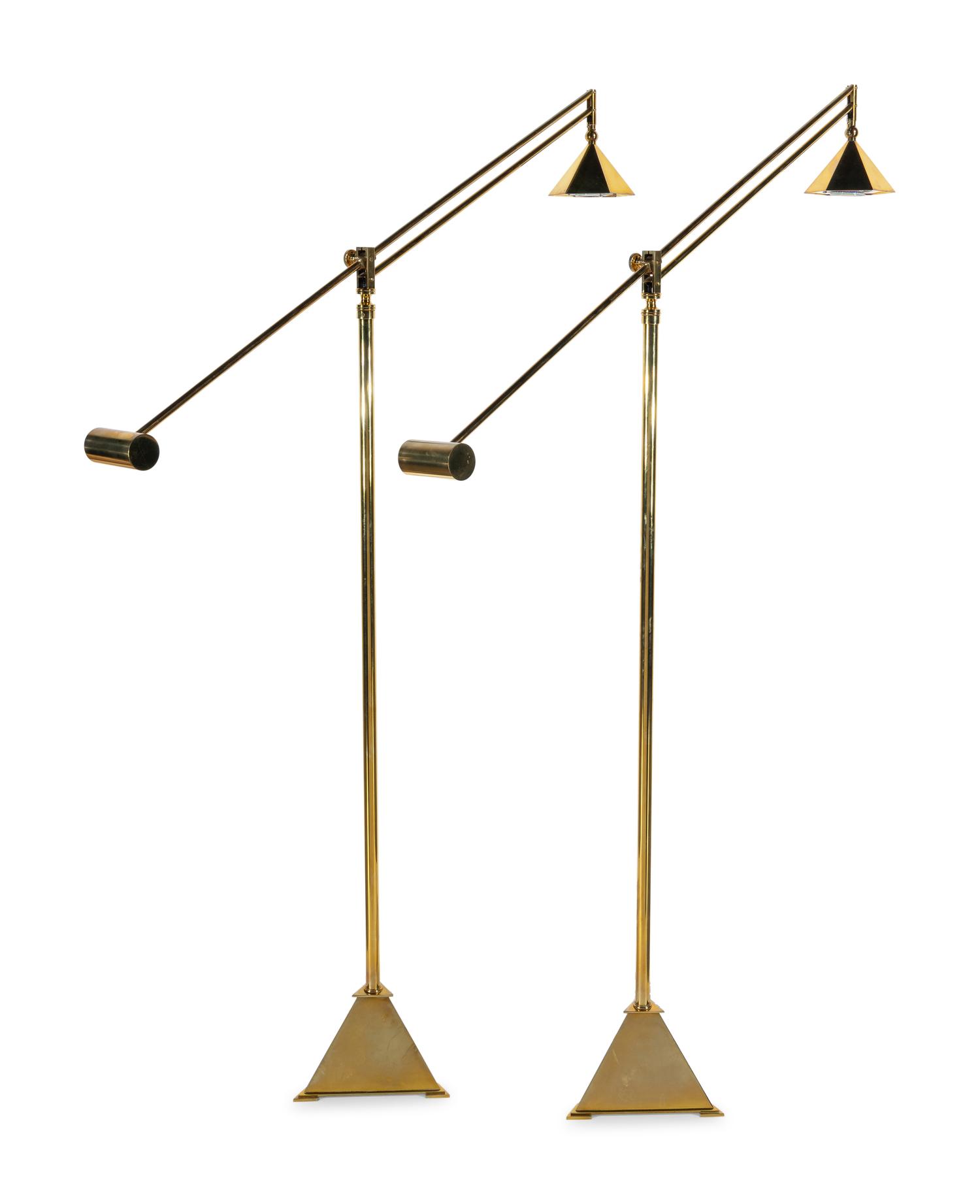 A Pair of Contemporary Brass Counter-Balance Reading Lamps