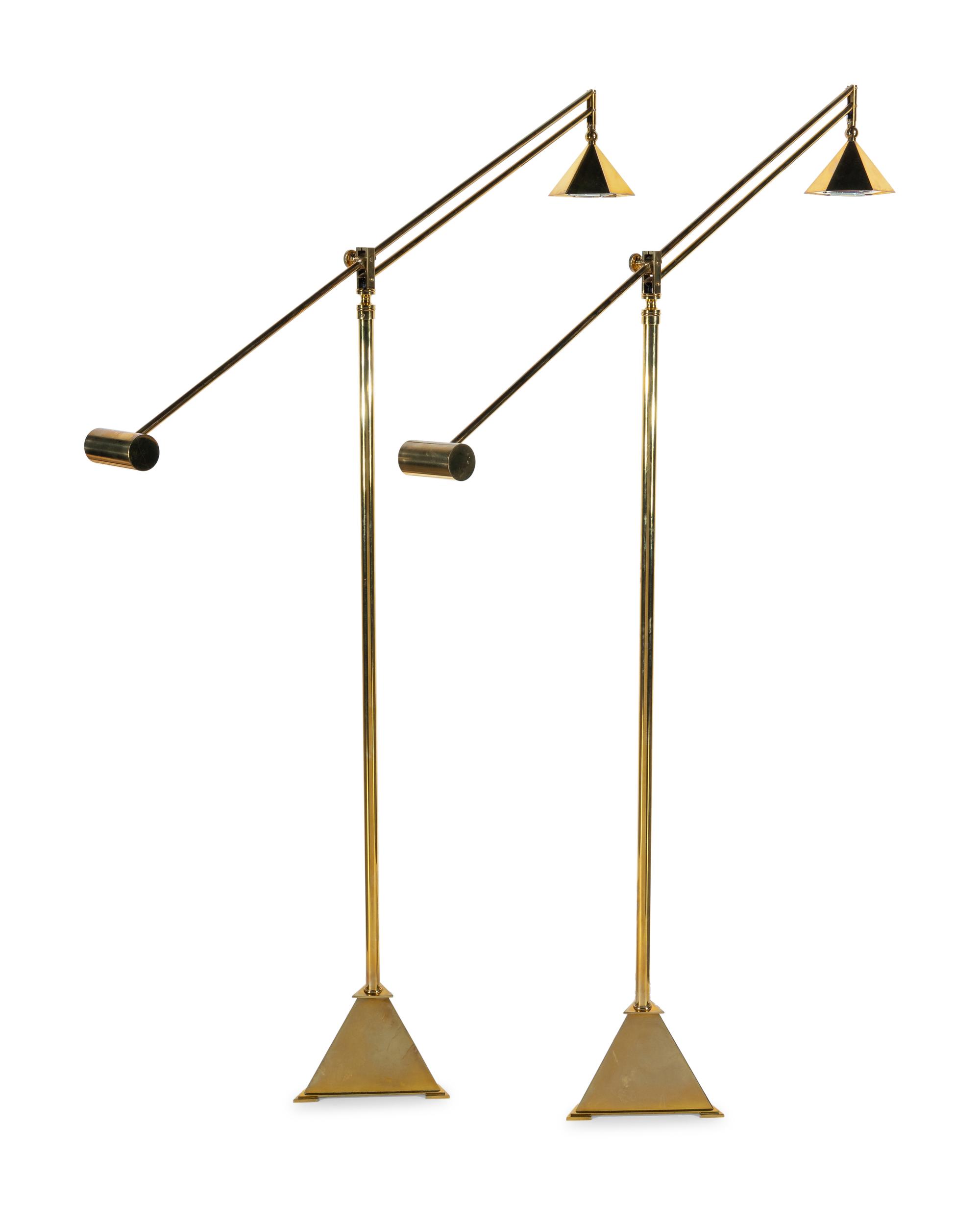 A Pair of Contemporary Brass Counter-Balance Reading Lamps