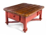 A Primitive Style Painted Low Table Height 21 3/4 x width 47 x depth 31 inches. — 20TH CENTURY WITH 17TH/18TH CENTURY ELEMENTS