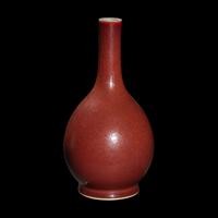 A Chinese Sang-de-Boeuf Glazed Porcelain Bottle Vase, 18th/19th Century 清中期 寶石紅釉賞瓶