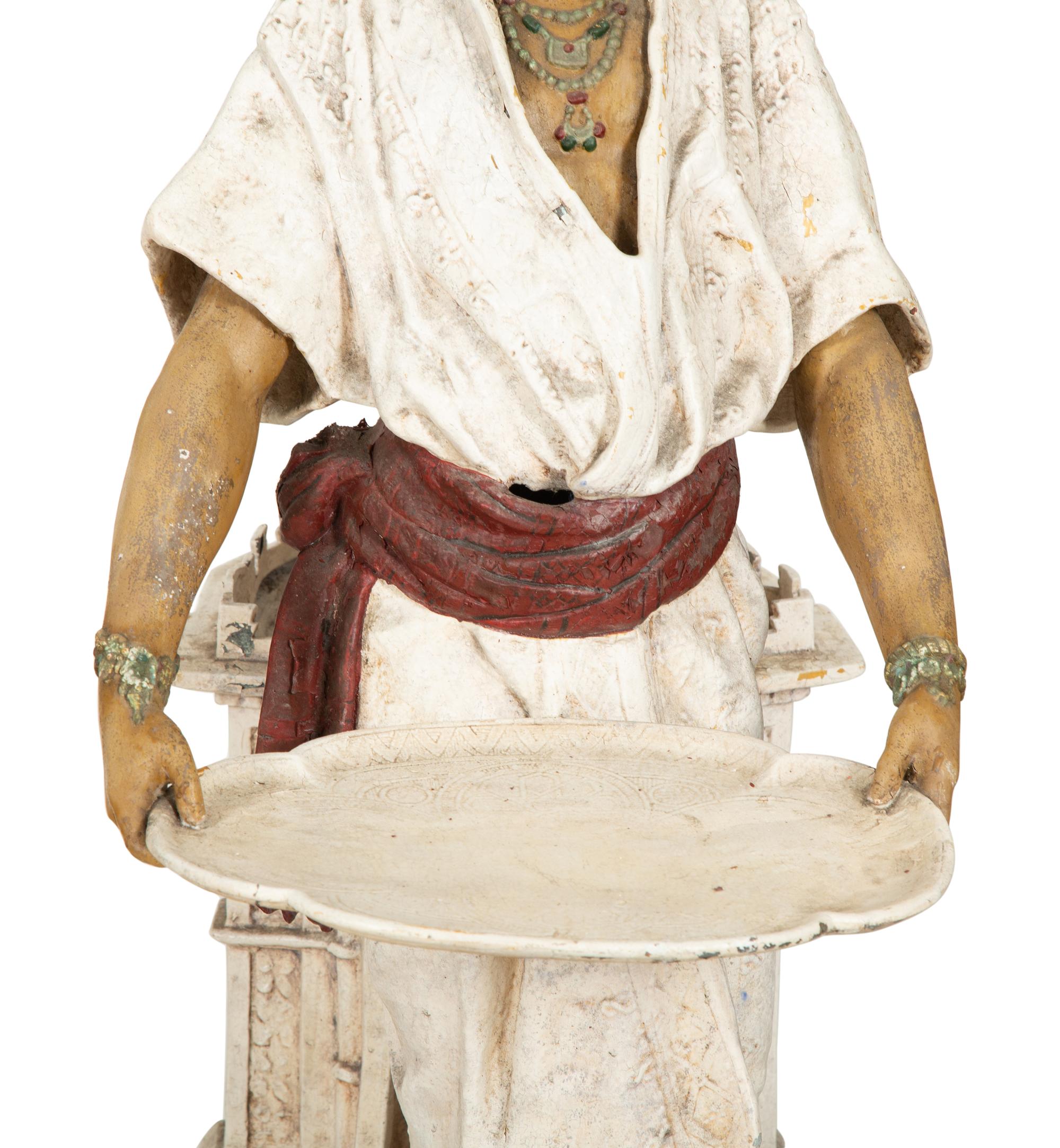 Pair of Orientalist Figures Holding Trays