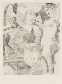 Pablo Picasso (Spanish, 1881-1973) — Jeune femme tirant la moustache d'un gentilhomme en train de tortiller son jonc (from Séries 347 ), 1968