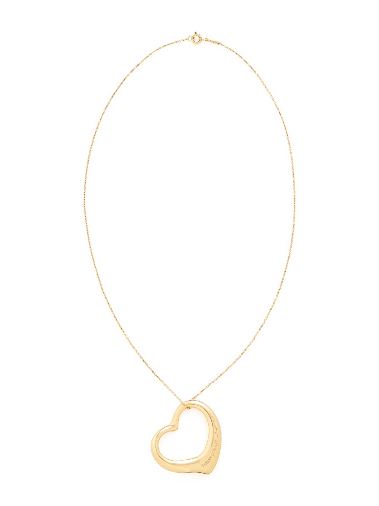 TIFFANY & CO., ELSA PERETTI, SPAIN, YELLOW GOLD 'OPEN HEART' PENDANT NECKLACE
