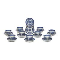 A Collection of Forty-Two Chinese Export Porcelain Fitzhugh Teacups and Saucers