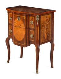 A Louis XV/XVI Transitional Style Marquetry Chest of Drawers