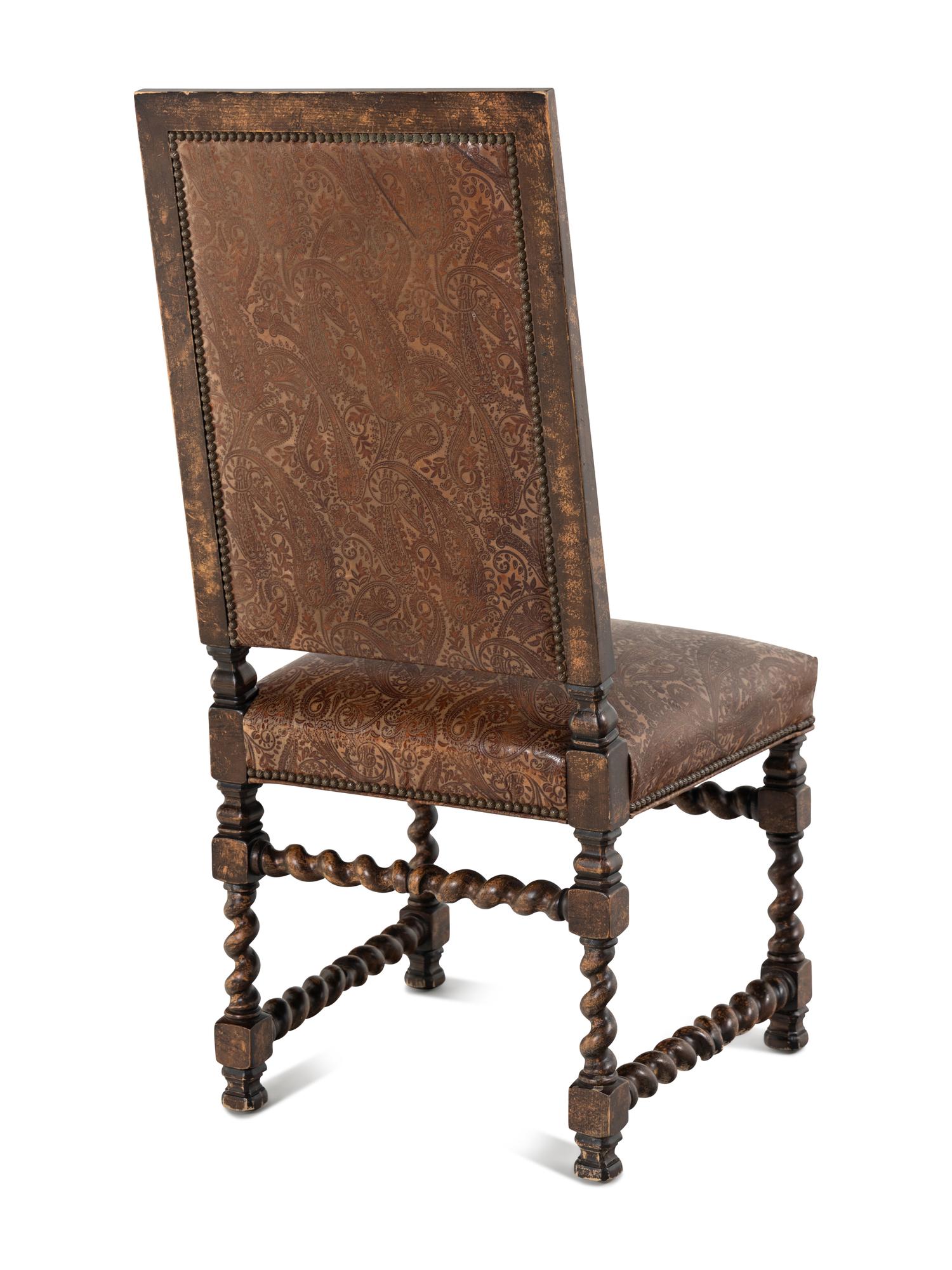 A Set of Six Spanish Baroque Style Side Chairs