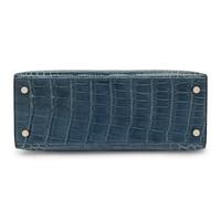 Hermès, Kelly 25 in Bleu Colvert Crocodile with Strap