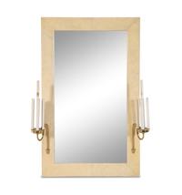 A Faux Parchment-Painted Girandole Mirror in the Style of Karl Springer
