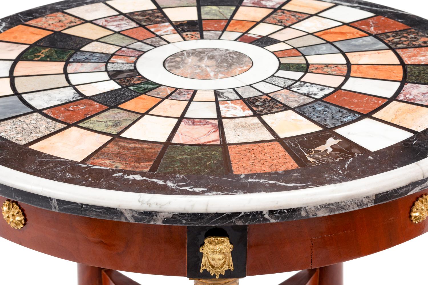 An Empire Style Gilt Bronze Mounted Specimen Marble-Top Table