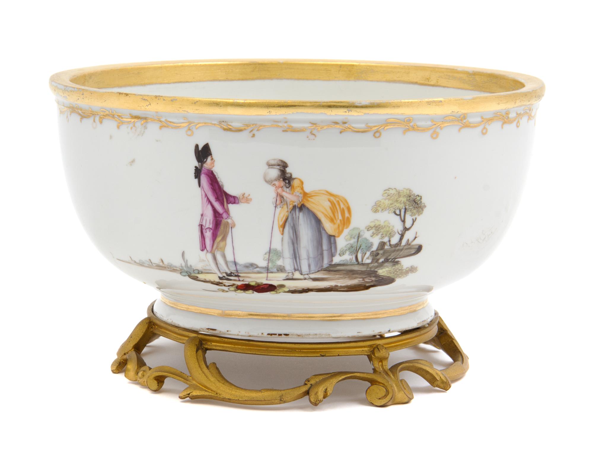A Gilt Bronze Mounted German Porcelain Bowl Diameter 6 1/4 inches. — PORCELAIN 18TH CENTURY, MOUNTS 19TH CENTURY