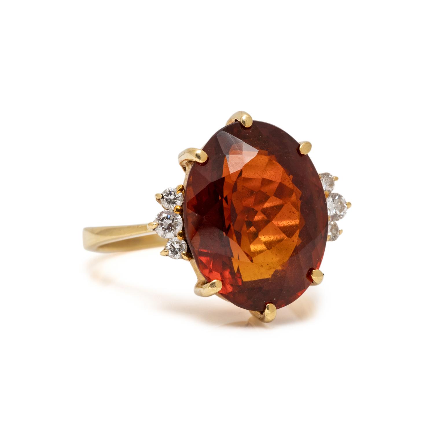 CITRINE AND DIAMOND RING AND EARRINGS