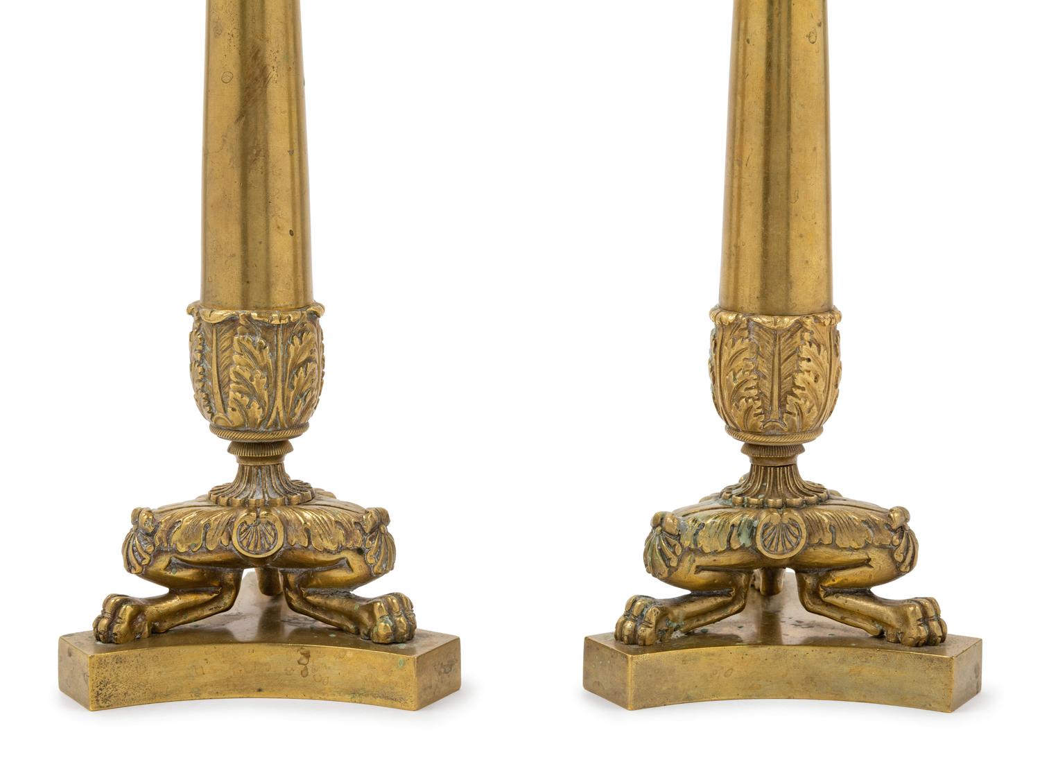 A Pair of Neoclassical Style Gilt Metal Candlesticks