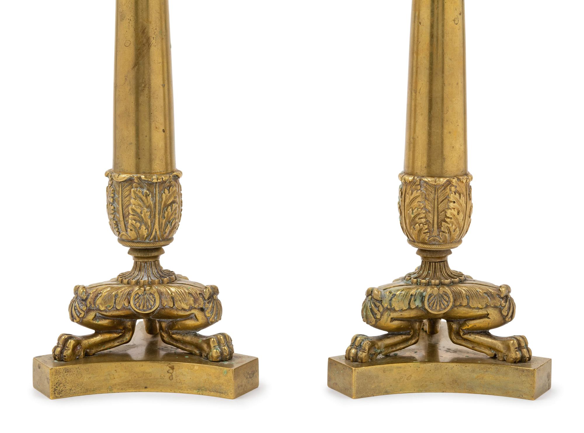 A Pair of Neoclassical Style Gilt Metal Candlesticks