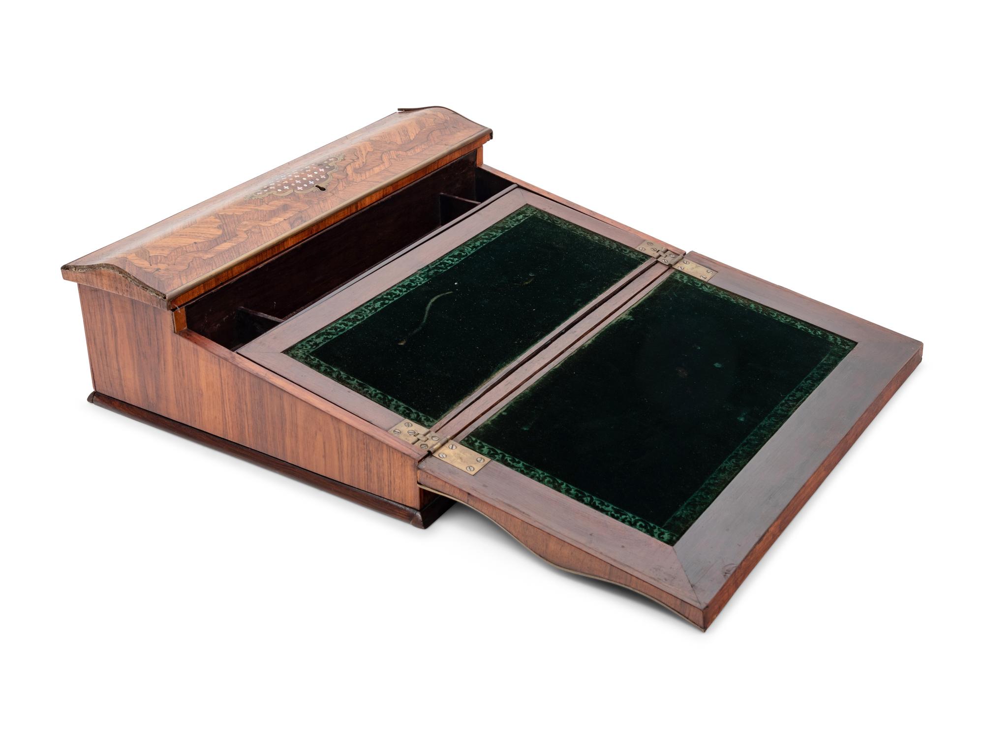 A French Boulle Marquetry and Brass Mounted Kingwood Writing Slope