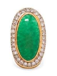 A Yellow Gold, Quartz and Diamond Ring,