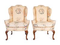 A Pair of Queen Anne Style Wing Chairs — 20TH CENTURY