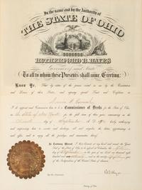 HAYES, Rutherford B. (1822-1893). Document signed ("RB Hayes"), as Governor of Ohio. Columbus, OH, 9 September 1870.