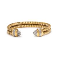 DAVID YURMAN, YELLOW GOLD AND DIAMOND 'CABLE CLASSIC' CUFF BRACELET