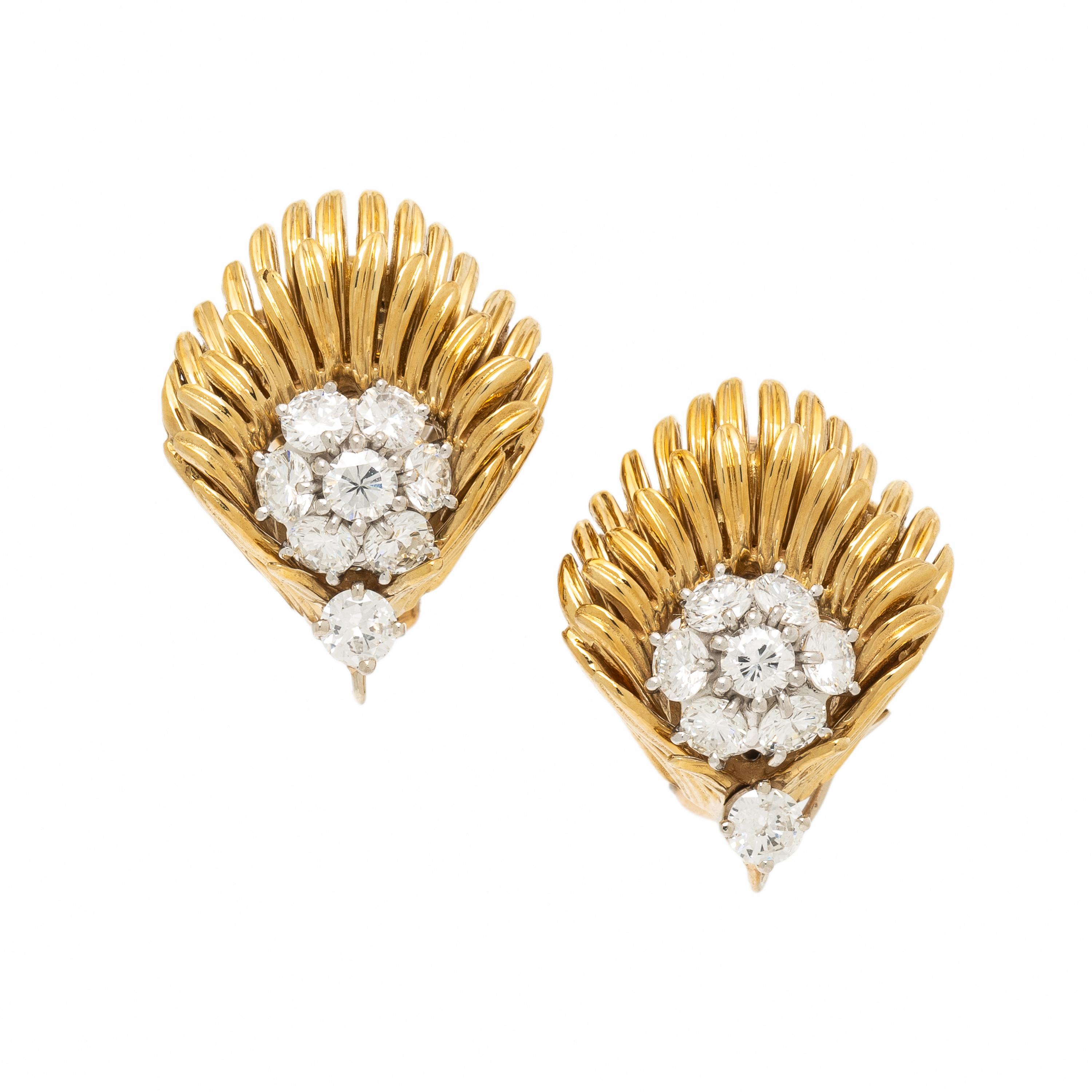 Diamond and Yellow Gold Earrings